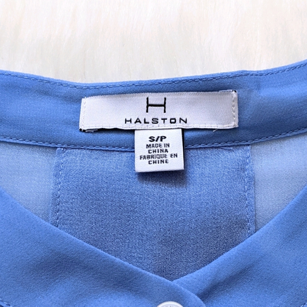 NWT H Halston Neutral Cloud Button Up Blouse Top - Picture 3 of 10